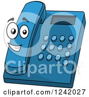 Poster, Art Print Of Happy Blue Desk Telephone