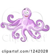 Clipart Of A Happy Purple Octopus Royalty Free Vector Illustration