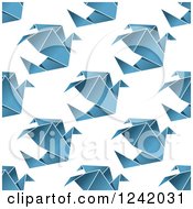 Poster, Art Print Of Seamless Blue Origami Dove Background Pattern