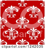 Poster, Art Print Of Seamless White And Red Floral Background Pattern