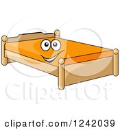 Clipart Of A Happy Bed Character Royalty Free Vector Illustration by Vector Tradition SM