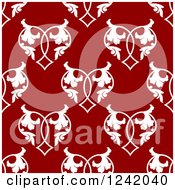 Poster, Art Print Of Seamless Red And White Floral Heart Background Pattern