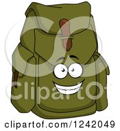 Poster, Art Print Of Happy Green Canvas Backpack
