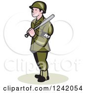 Cartoon Military Police Officer With A Baton
