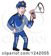 Poster, Art Print Of Cartoon Male Police Man Using A Megaphone
