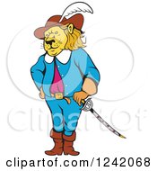 Cartoon Lion Musketeer