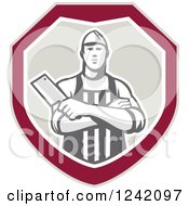 Clipart Of A Retro Male Butcher With A Knife In A Shield Royalty Free Vector Illustration