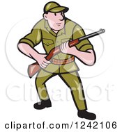 Poster, Art Print Of Cartoon Male Hunter With A Rifle