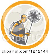 Poster, Art Print Of Retro Male Chimney Sweep In A Circle
