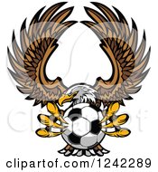Fierce Bald Eagle Flying With A Soccer Ball In Its Talons