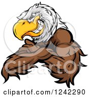Fierce Bald Eagle Mascot Grinning With Folded Arms