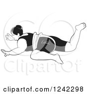 Clipart Of A Black And White Female Sumo Wrestler Royalty Free Vector Illustration