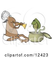 Male Indian Snake Charmer Man Playing Music For A Swaying Cobra In A Basket