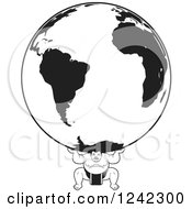Black And White Sumo Wrestler Holding Up A Globe