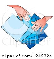 Poster, Art Print Of Hands Splaying Out Red Orange And Yellow Papers