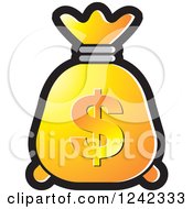 Poster, Art Print Of Yellow And Orange Money Bag With A Dollar Symbol