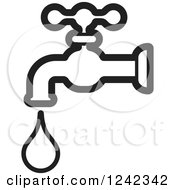 Poster, Art Print Of Black And White Leaky Water Faucet Spigot