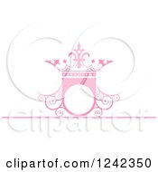 Poster, Art Print Of Pink Wedding Crown Shield Frame With Swirls
