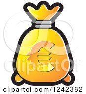 Clipart Of A Yellow And Orange Money Bag With A Euro Symbol Royalty Free Vector Illustration