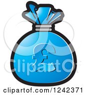 Clipart Of A Blue Money Bag With A Pound Currency Symbol Royalty Free Vector Illustration by Lal Perera