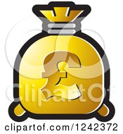 Clipart Of A Gold Money Bag With A Pound Currency Symbol Royalty Free Vector Illustration