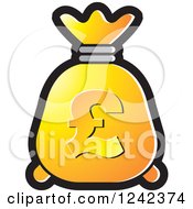 Poster, Art Print Of Yellow And Orange Money Bag With A Pound Currency Symbol