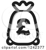 Poster, Art Print Of Black And White Money Bag With A Pound Currency Symbol
