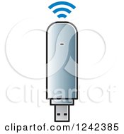 Clipart Of A Blue Usb Modem Royalty Free Vector Illustration