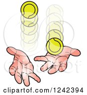 Clipart Of Hands Juggling Tennis Balls Royalty Free Vector Illustration by Lal Perera