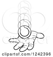 Clipart Of A Black And White Hand Catching A Tennis Ball Royalty Free Vector Illustration by Lal Perera