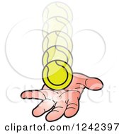 Clipart Of A Hand Catching A Tennis Ball Royalty Free Vector Illustration by Lal Perera