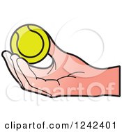 Clipart Of A Hand Holding A Tennis Ball Royalty Free Vector Illustration by Lal Perera