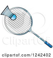Blue Badminton Shuttlecock And Racket