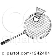 Poster, Art Print Of Black And White Badminton Shuttlecock And Racket
