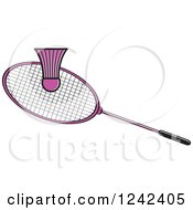 Pink Badminton Shuttlecock And Racket