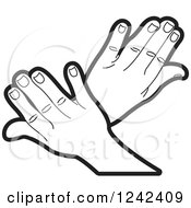 Clipart Of Black And White Crossed Hands Royalty Free Vector Illustration