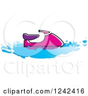 Clipart Of A Pink And Purple Water Scooter Jetski Royalty Free Vector Illustration by Lal Perera