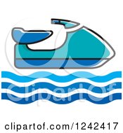 Clipart Of A Blue Water Scooter Jetski Royalty Free Vector Illustration by Lal Perera