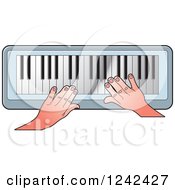 Clipart Of Hands Playing A Keyboard Piano Organ Royalty Free Vector Illustration by Lal Perera