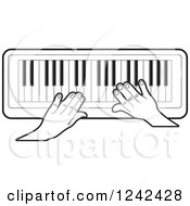 Poster, Art Print Of Black And White Hands Playing A Keyboard Piano Organ