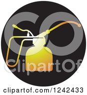 Clipart Of A Golden Oil Can In A Black Circle Royalty Free Vector Illustration by Lal Perera