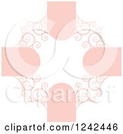 Clipart Of A Round Ornate Pastel Pink Swirl Frame With Text Space Royalty Free Vector Illustration