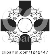 Clipart Of A Round Ornate Black And White Swirl Frame With Text Space Royalty Free Vector Illustration by Lal Perera