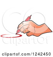Hand Drawing A Circle With A Red Marker Pen