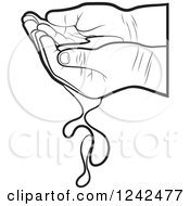 Clipart Of Black And White Childs Hands With Water Royalty Free Vector Illustration