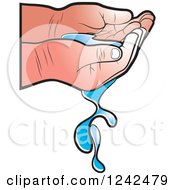 Clipart Of A Caucasian Childs Hands With Water Royalty Free Vector Illustration