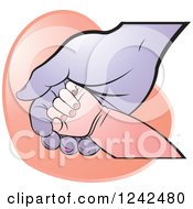 Poster, Art Print Of White Baby Hand On A Black Mothers Or Grandparents Hand Over A Heart