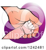 Poster, Art Print Of Baby Hand On A Mothers Or Grandparents Hand Over A Heart