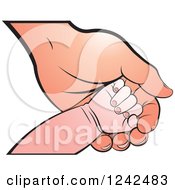 Clipart Of A Baby Hand On A Mothers Or Grandparents Hand Royalty Free Vector Illustration