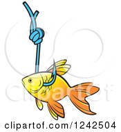 Poster, Art Print Of Goldfish Caught On A Hook